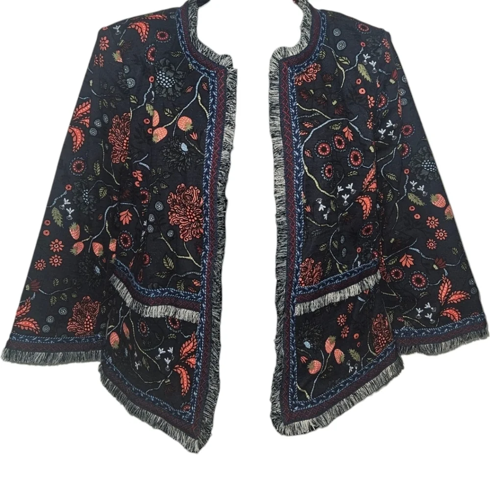 LOFT Women's Primavera Strawberry Floral Fringe Blazer